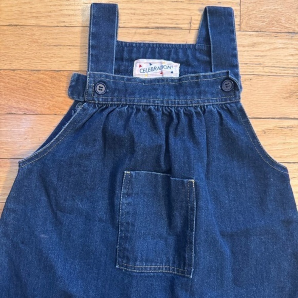 Celebration Vintage Kids Denim Jumper Dress Blue Pinafore Pocket 4T